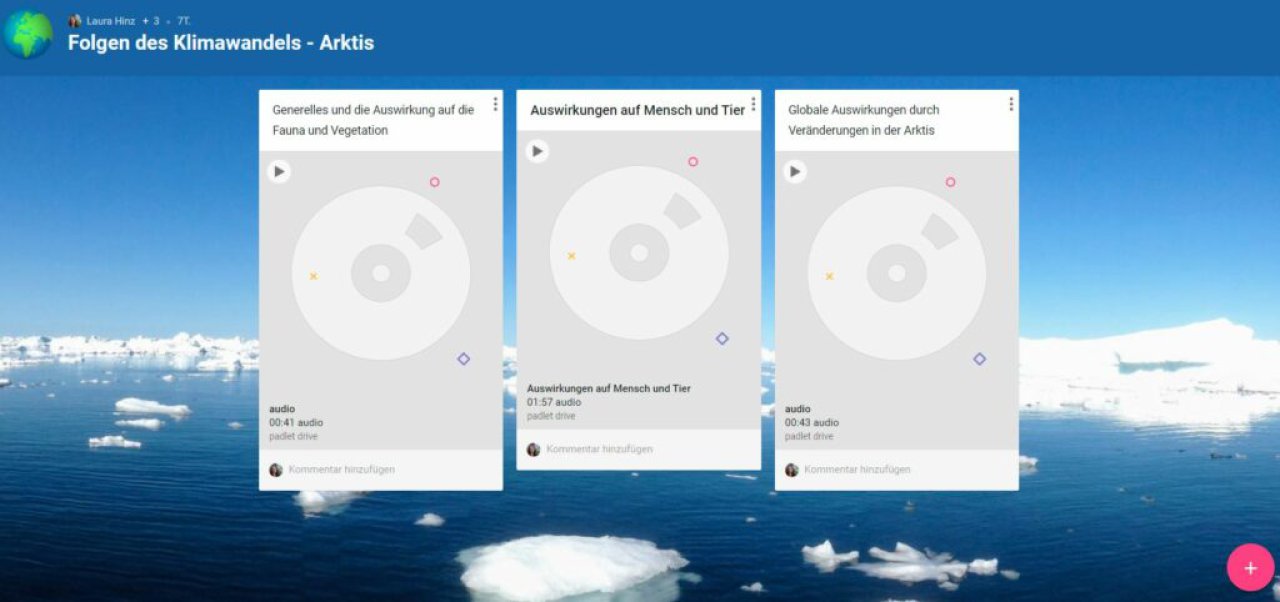 Screenshot eines Podcasts auf dem digitalen Whiteboard Padlet.